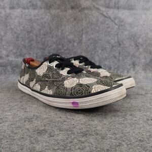 Taylor Swift Keds Shoes Womens 6.5 Sneaker Casual Canvas Grey Roses Lace Up Flat